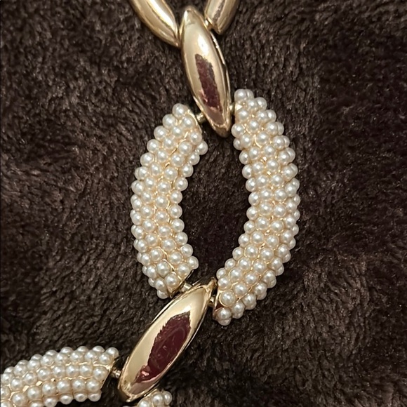 Anne Klein Gold Infinity Necklace with Mini Pearls & Polished Links - Picture 5 of 7